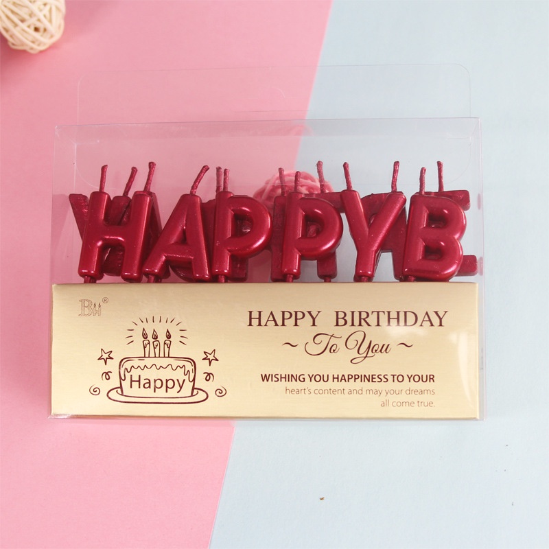 Nến Chữ Happy Birthday Ánh Kim Trang Trí Bánh Kem