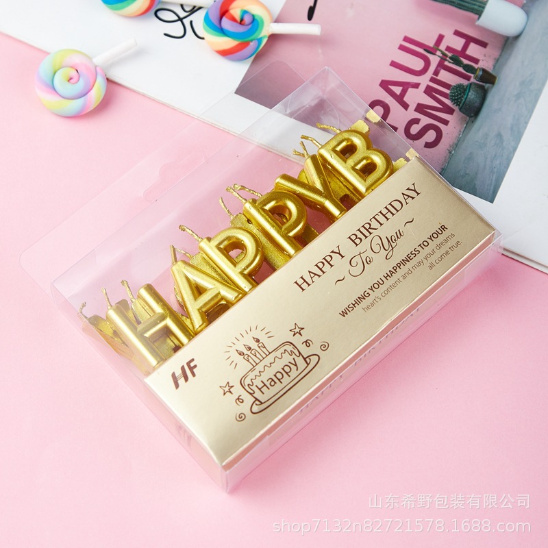 Nến Chữ Happy Birthday Ánh Kim Trang Trí Bánh Kem