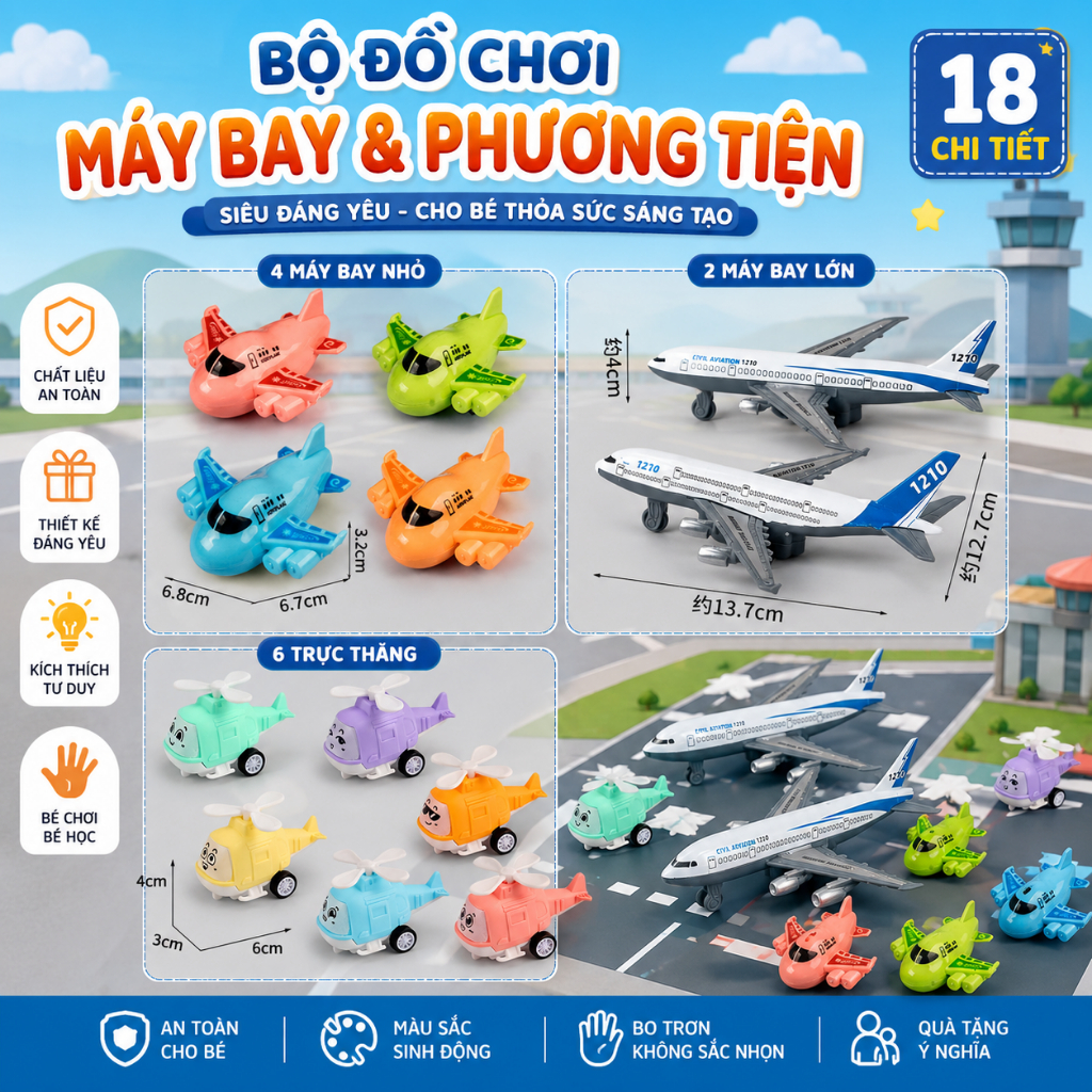 Mô Hình Máy Bay Mini Trang Trí Bánh Kem