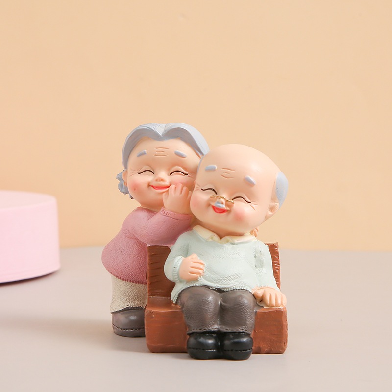 Cặp Ông Bà Phúc Lộc Mô Hình Mini Trang Trí Bánh Kem