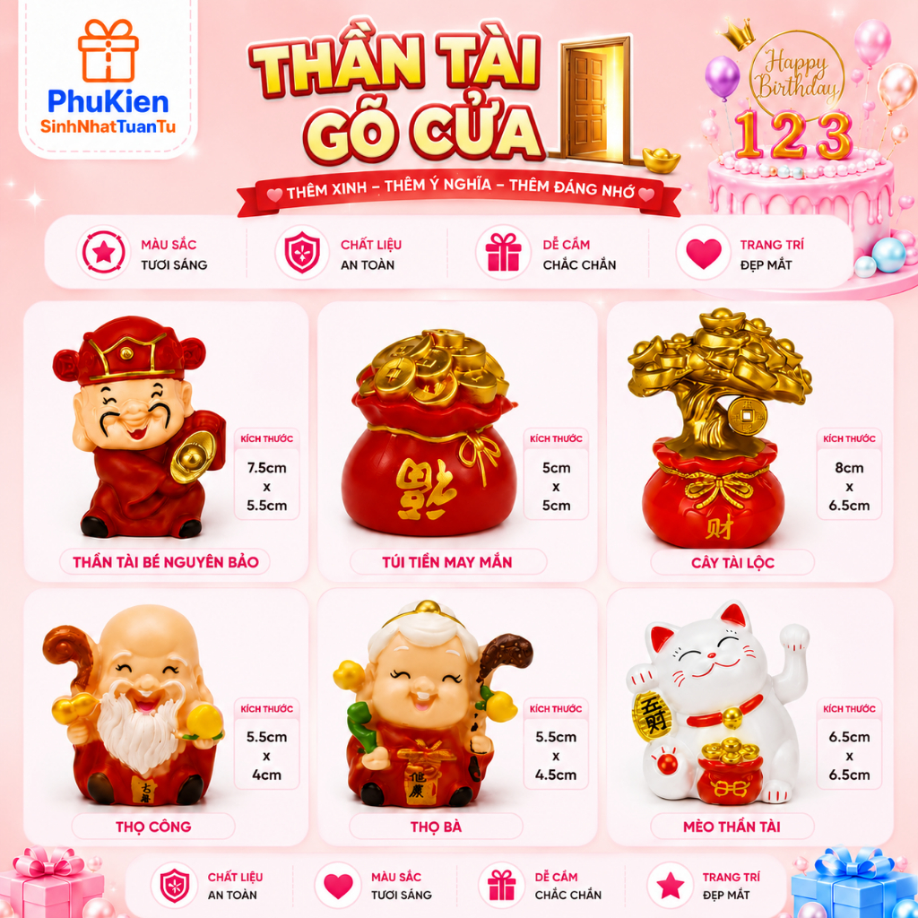 Mô Hình Thần Tài – Tài Lộc Mini Trang Trí Bánh Kem