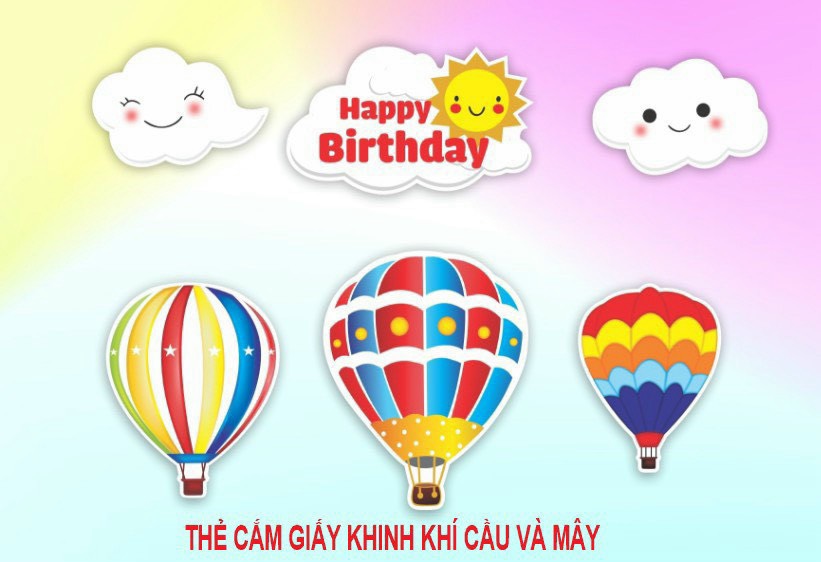 Set giấy: Khinh khí cầu, mây