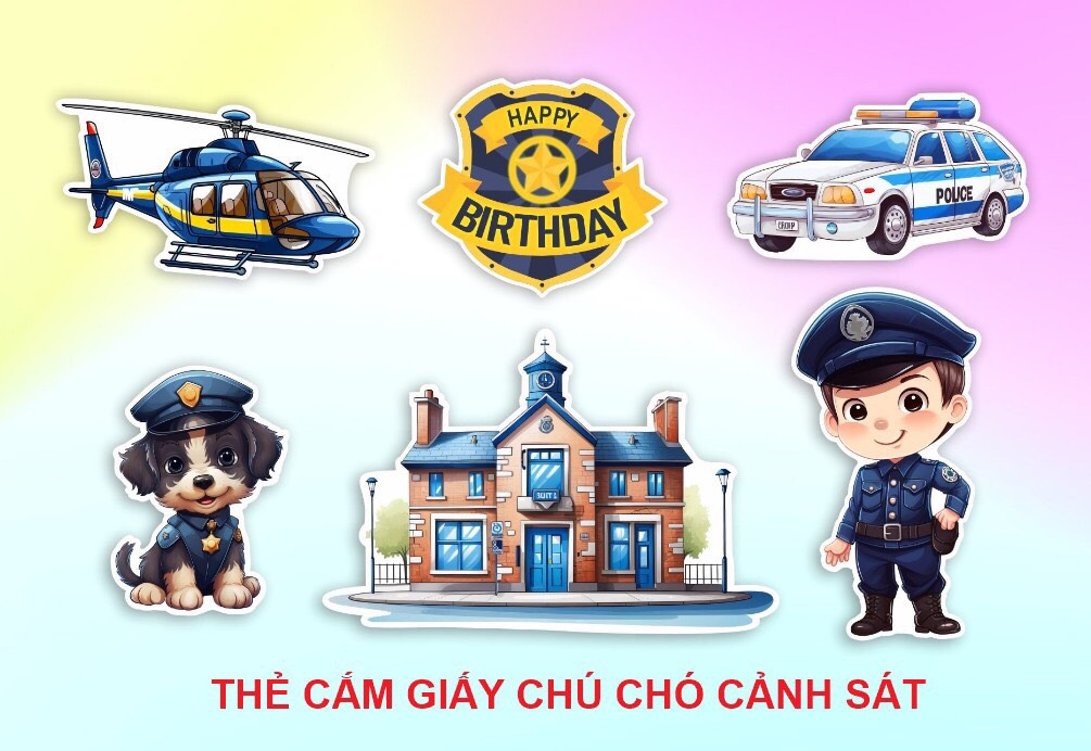 Set giấy: Bé trai cảnh sát 2
