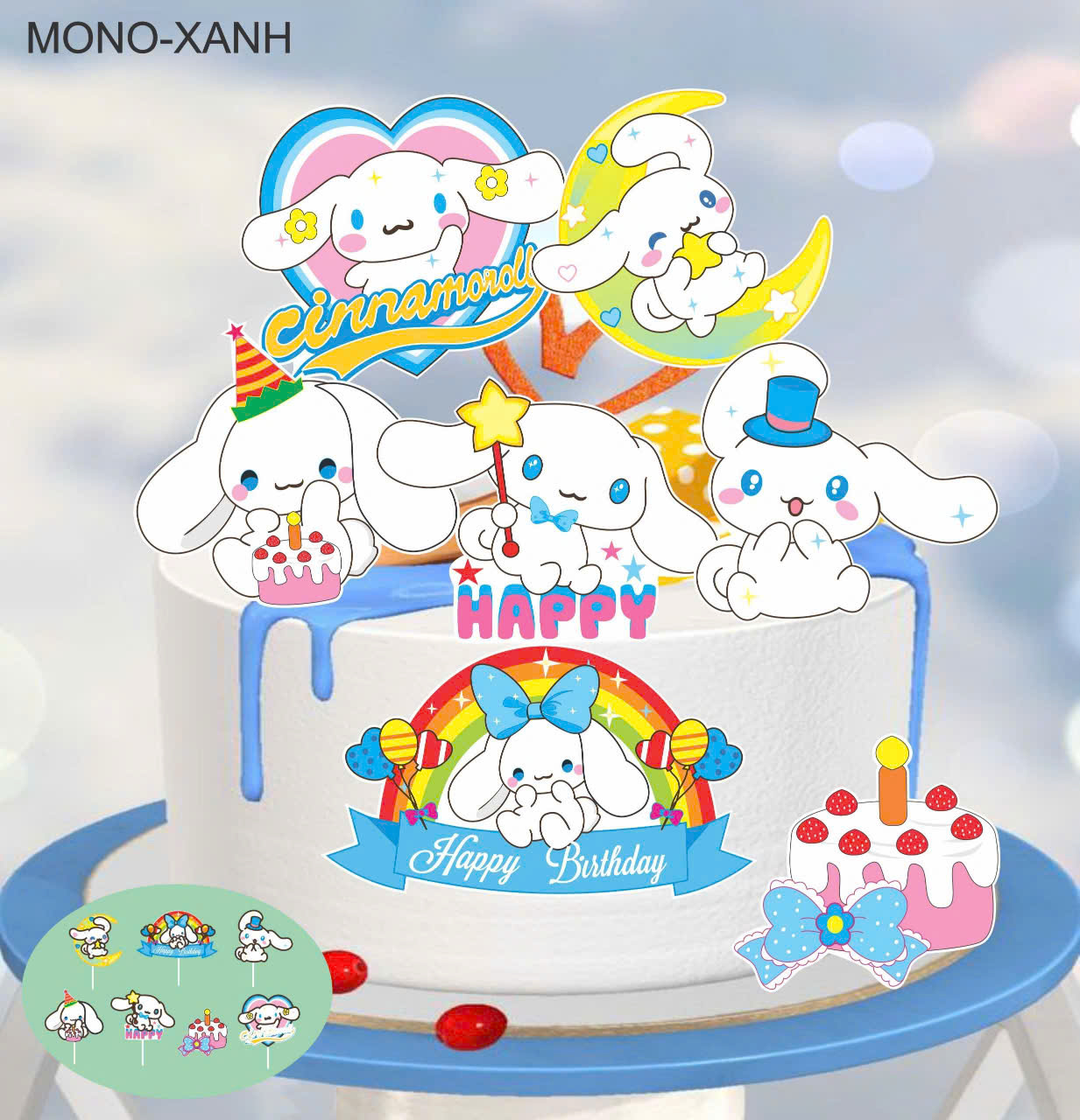 Set giấy: Chó Mono/ Xanh