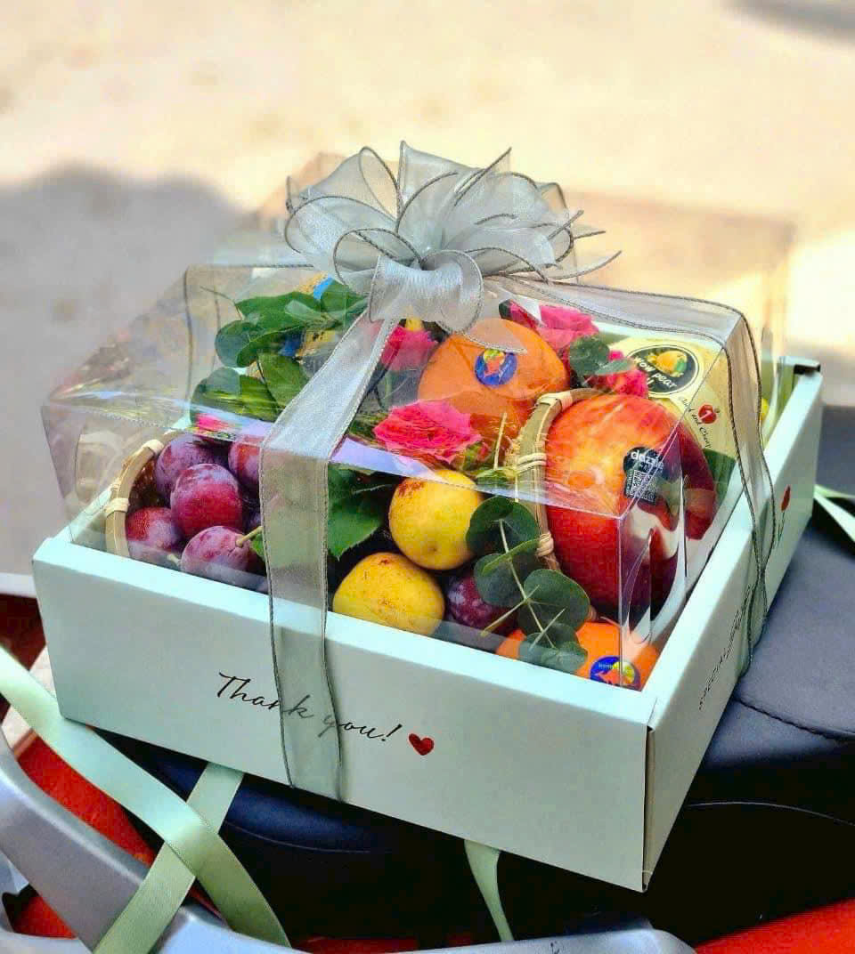 Hộp đựng hoa quả kèm túi/ Xanh