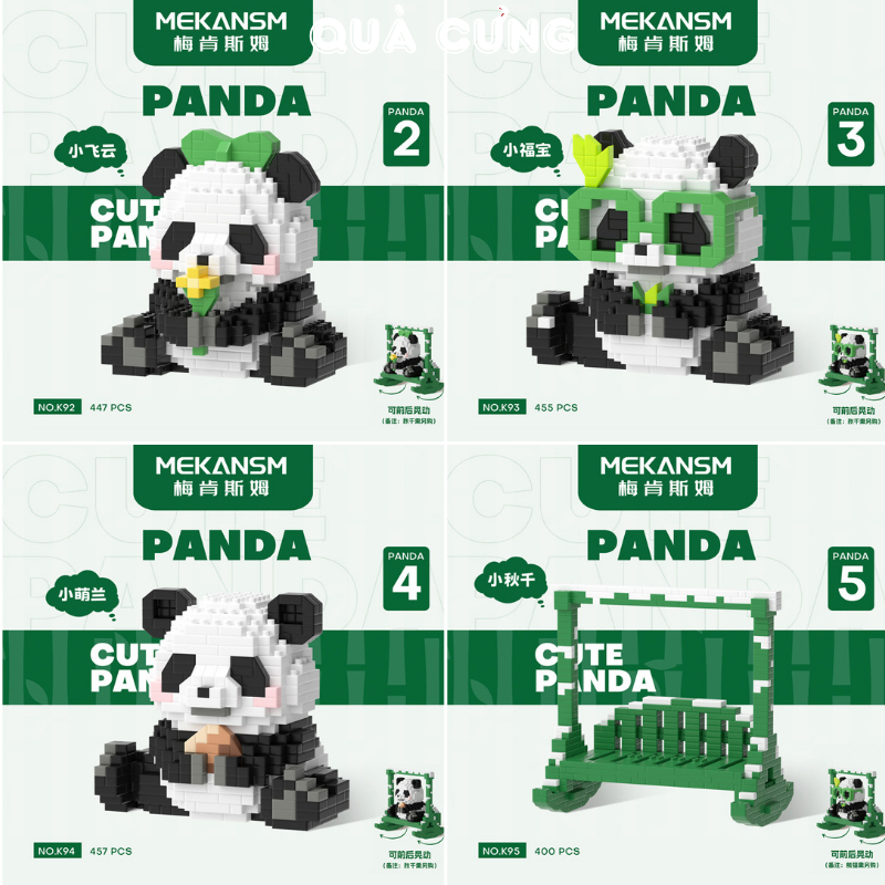Quà tặng mô hình lắp ráp gấu trúc mini kèm XÍCH ĐU lắp ráp dễ thương tặng sinh nhật, tặng người yêu