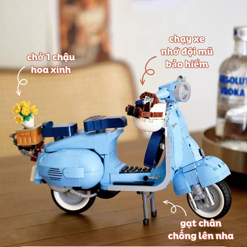Quà tặng mô hình lắp ráp xe máy Vespa cỡ lớn tặng sinh nhật, tặng người yêu