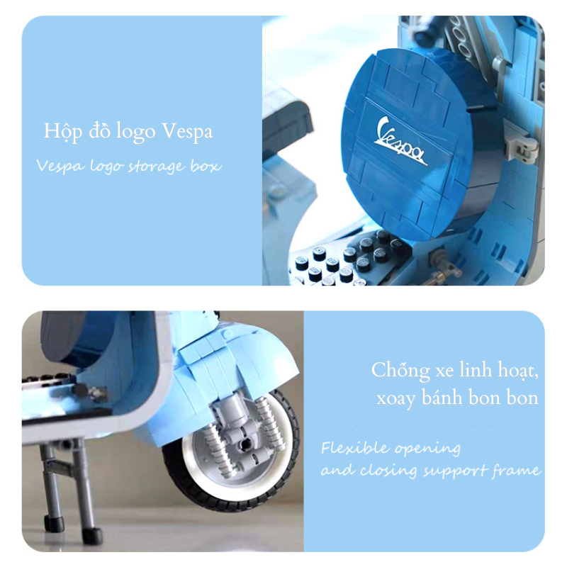 Quà tặng mô hình lắp ráp xe máy Vespa cỡ lớn tặng sinh nhật, tặng người yêu