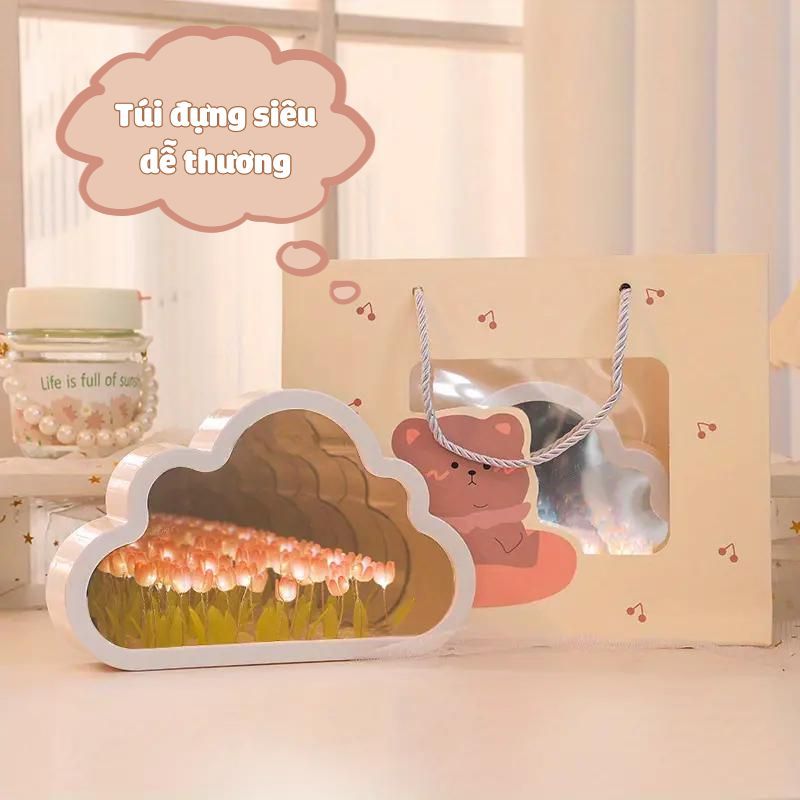 Quà tặng đèn ngủ tulip đám mây DIY kèm túi đựng tặng sinh nhật, tặng người yêu