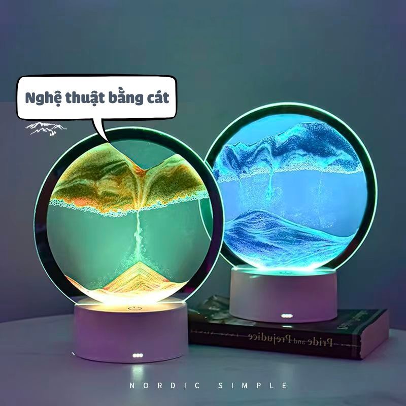 Quà tặng đèn ngủ cát chảy đèn nhiều màu tặng sinh nhật, tặng người yêu