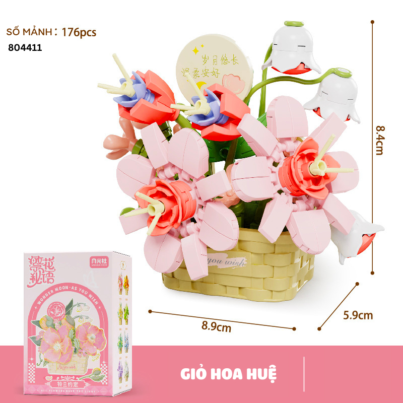 Quà tặng mô hình lắp ráp giỏ hoa dễ thương tặng sinh nhật, tặng người yêu