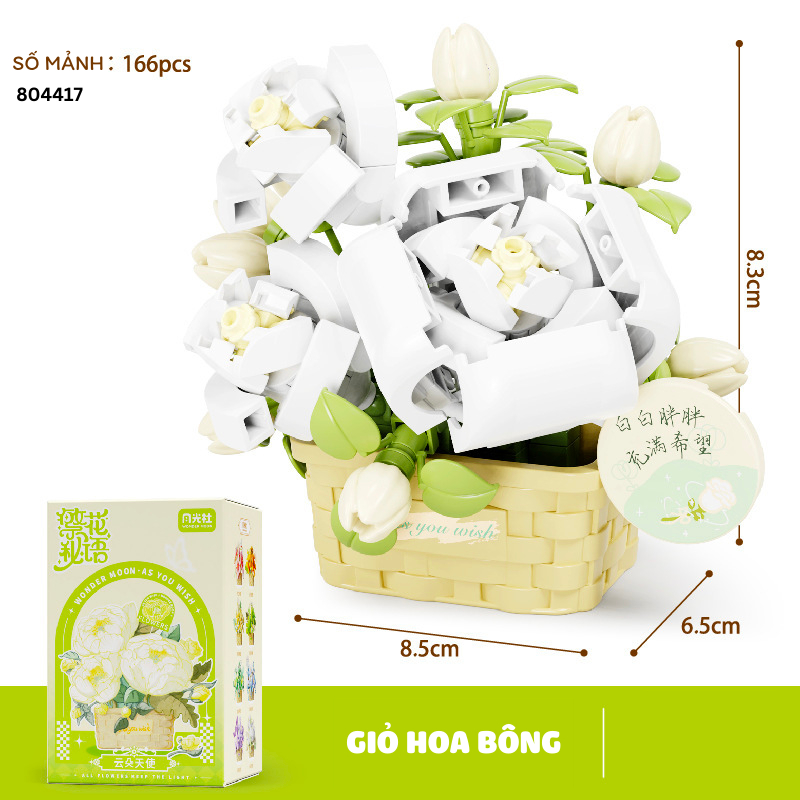 Quà tặng mô hình lắp ráp giỏ hoa dễ thương tặng sinh nhật, tặng người yêu