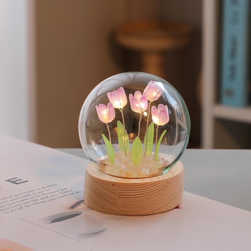 Quà tặng đèn ngủ hoa tulip DIY HỒNG, TÍM (không kèm túi) tặng sinh nhật, tặng người yêu