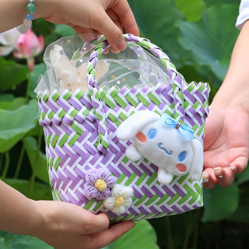 Túi xách tay, túi đan nhựa màu sắc xinh xắn phong cách đi biển, đi du lịch tặng bạn bè người yêu