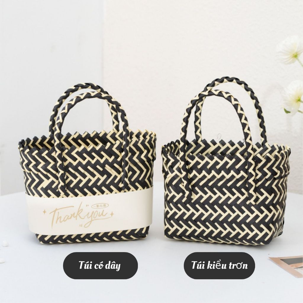 Túi xách tay, túi đan nhựa màu sắc xinh xắn phong cách đi biển, đi du lịch tặng bạn bè người yêu