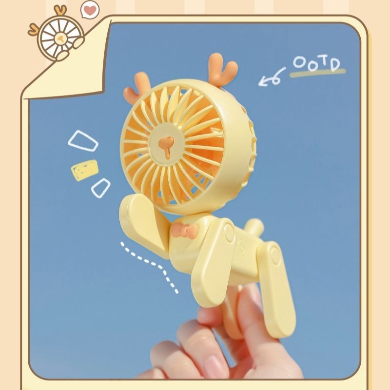 Quà tặng quạt tích điện mini hình chú Chó và Hươu dễ thương dành tặng bạn bè, người yêu