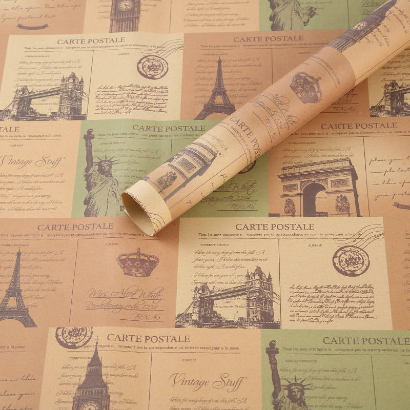 Giấy gói quà sinh nhật, gói quà vintage phong cách Châu Âu nhiều mẫu xinh xắn dễ thương