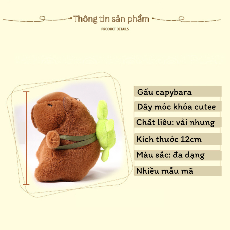 Quà tặng móc khóa hình Gấu Capybara dễ thương nhiều hình dạng, màu sắc