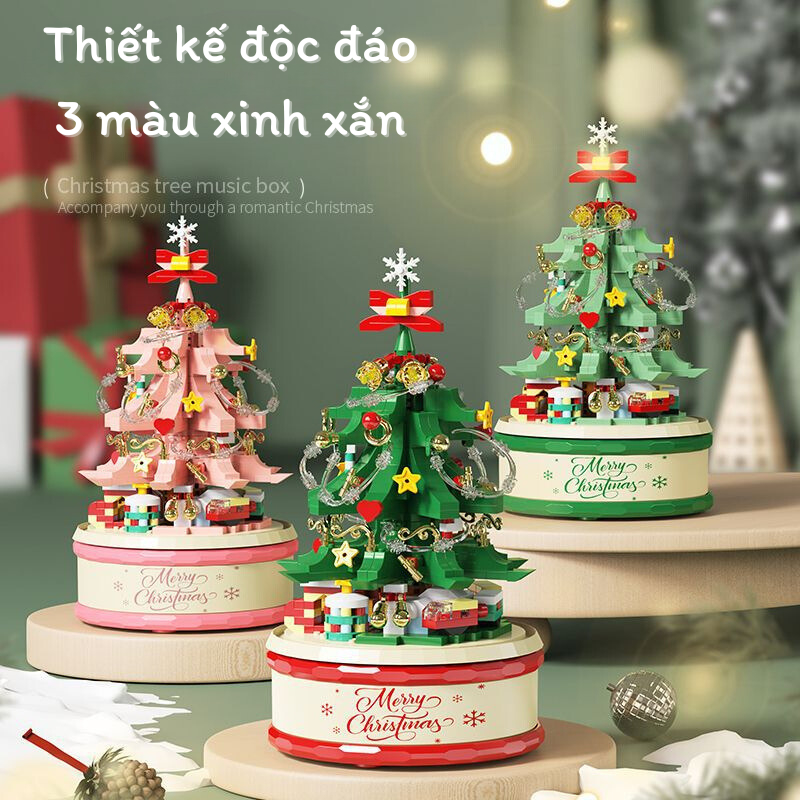 Quà tặng mô hình lắp ráp Hộp nhạc cây thông Noel quà tặng noel, quà tặng người yêu