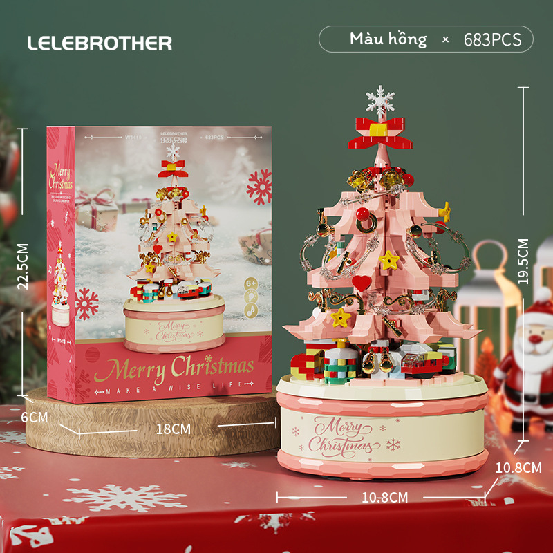 Quà tặng mô hình lắp ráp Hộp nhạc cây thông Noel quà tặng noel, quà tặng người yêu