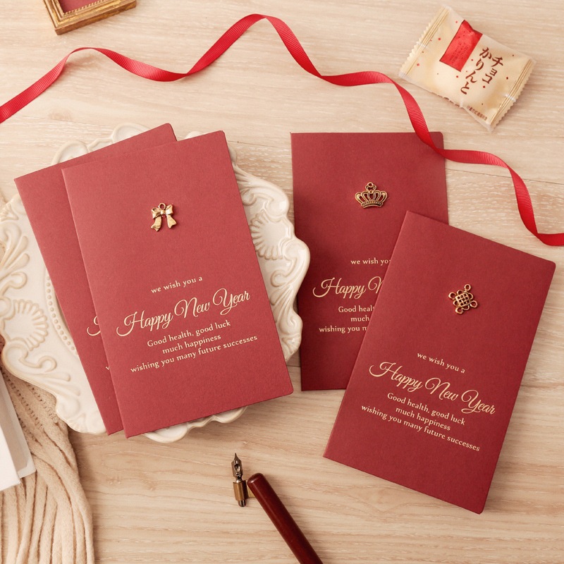 Set Thiệp TẾT gồm Bao thư, Thiệp đính charm và Giấy viết xinh xắn
