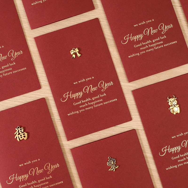 Set Thiệp TẾT gồm Bao thư, Thiệp đính charm và Giấy viết xinh xắn