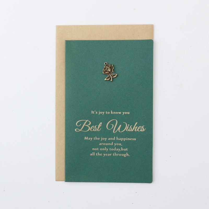 Set Thiệp BEST WISH xanh gồm Bao thư, Thiệp đính charm và Giấy viết xinh xắn