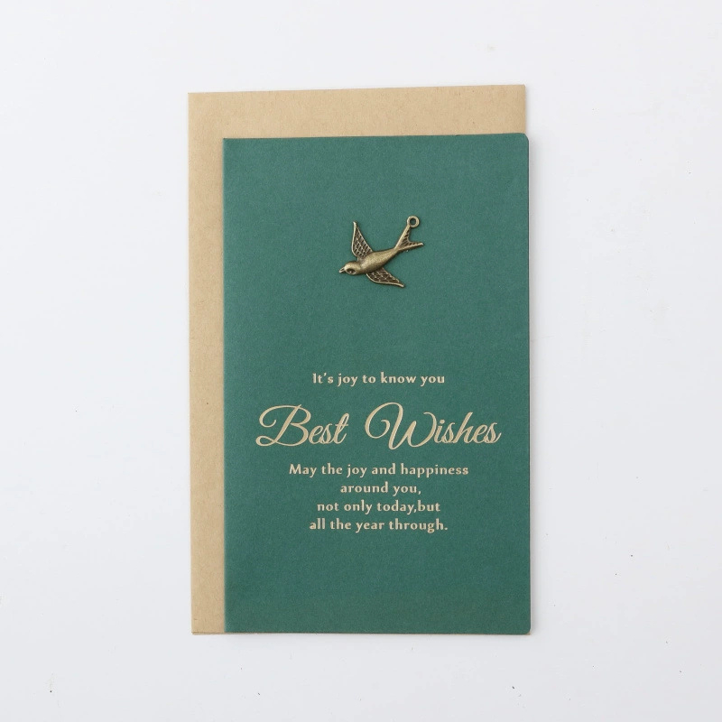 Set Thiệp BEST WISH xanh gồm Bao thư, Thiệp đính charm và Giấy viết xinh xắn