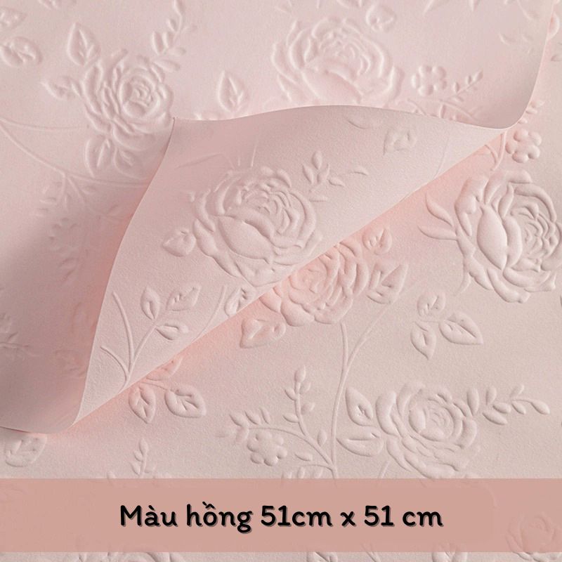 Giấy gói hoa, gói quà họa tiết hoa hồng in nổi dày dặn, xinh xắn