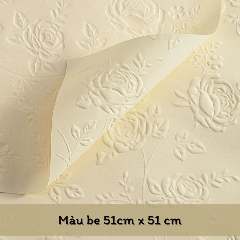 Giấy gói hoa, gói quà họa tiết hoa hồng in nổi dày dặn, xinh xắn