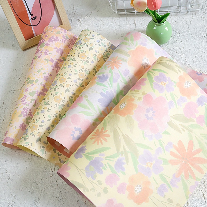 Giấy gói hoa, gói quà 2 mặt họa tiết hoa xinh xắn, dày dặn