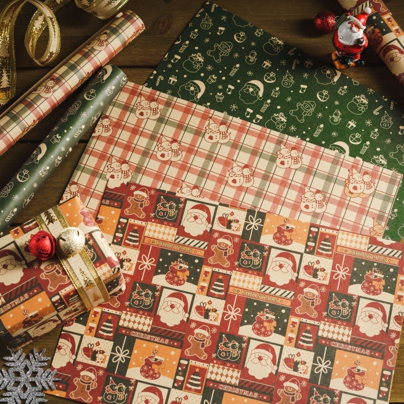 Set 6 tờ giấy gói giáng sinh, giấy gói quà noel xinh xắn dễ thương
