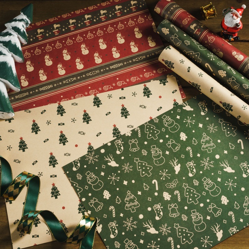 Set 6 tờ giấy gói giáng sinh, giấy gói quà noel xinh xắn dễ thương