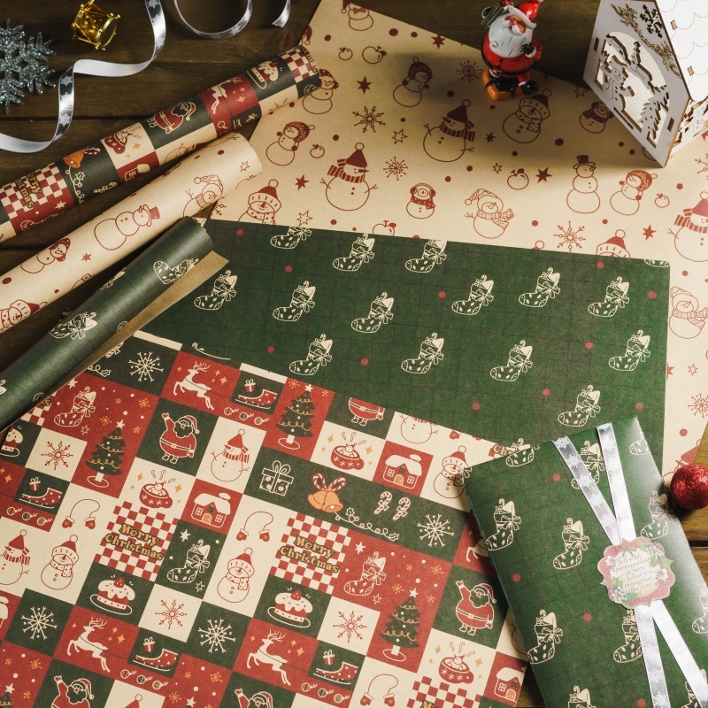 Set 6 tờ giấy gói giáng sinh, giấy gói quà noel xinh xắn dễ thương