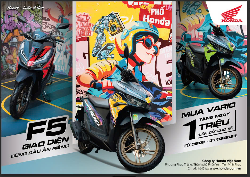Honda Việt Nam khởi động năm mới với chương trình khuyến mại “F5 giao diện, Bừng dấu ấn riêng” dành riêng cho xe Honda Vario 125/160
