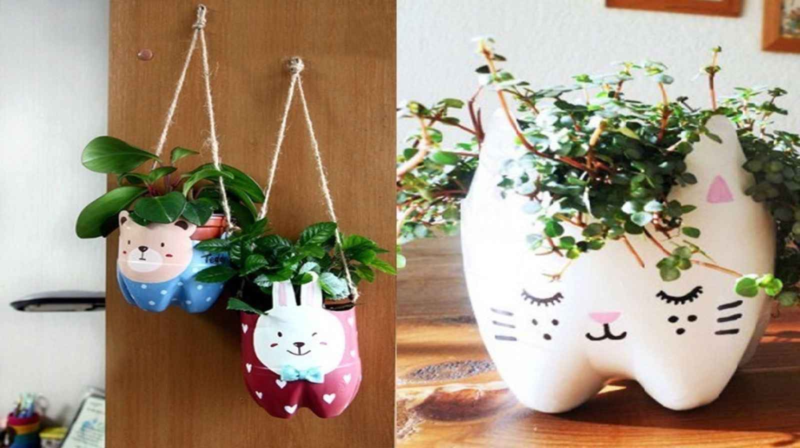 Chậu cây tái chế biến rác thải thành chậu độc đáo, đẹp mắt