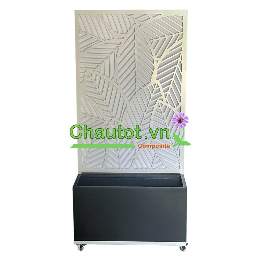 Chậu Composite Chữ Nhật kèm Vách Deco & Bánh Xe BAOBINH – CT2074