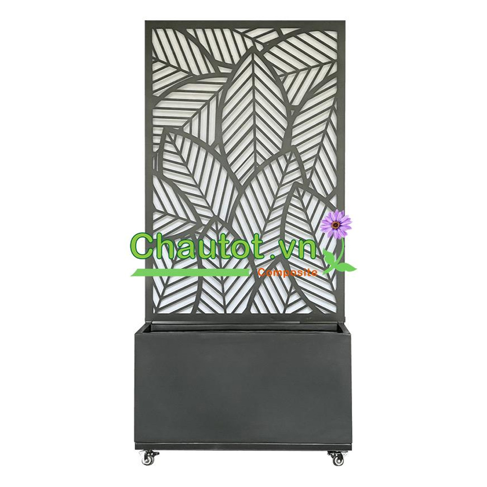 Chậu Composite Chữ Nhật kèm Vách Deco & Bánh Xe BAOBINH – CT2074