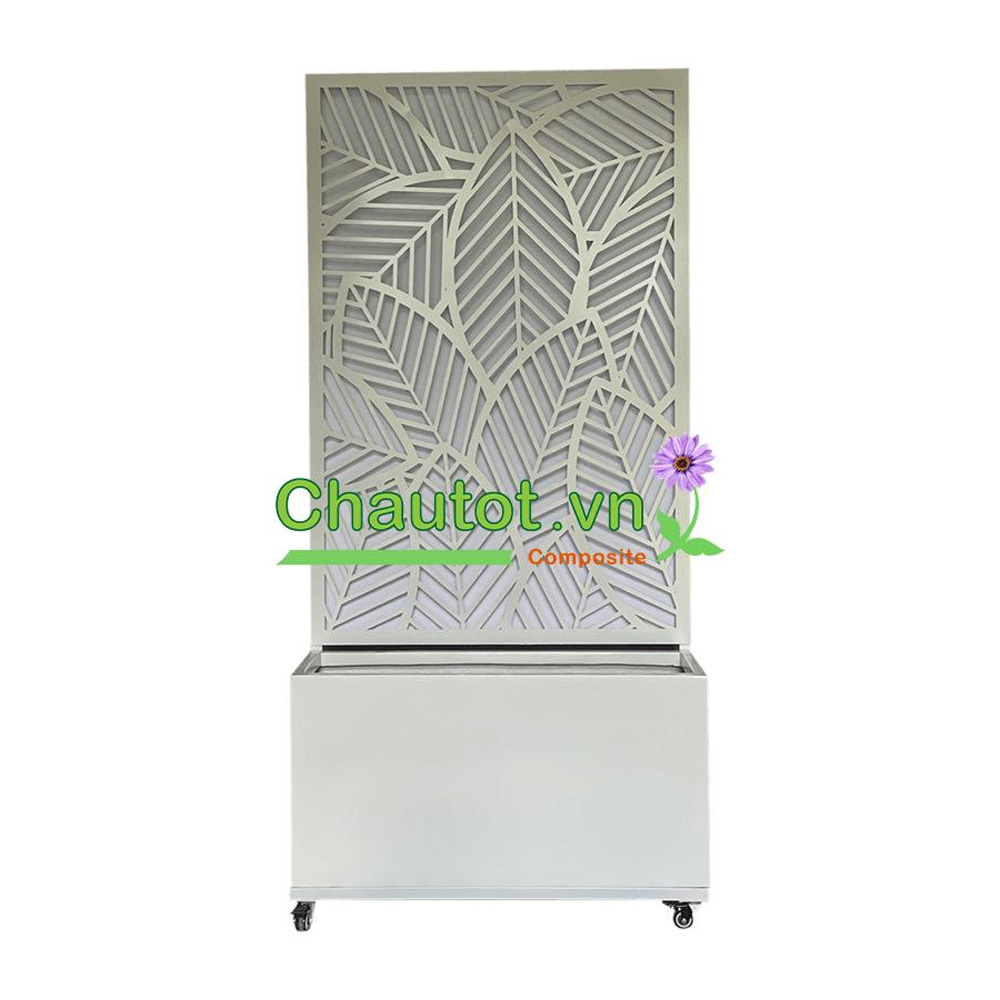 Chậu Composite Chữ Nhật kèm Vách Deco & Bánh Xe BAOBINH – CT2074
