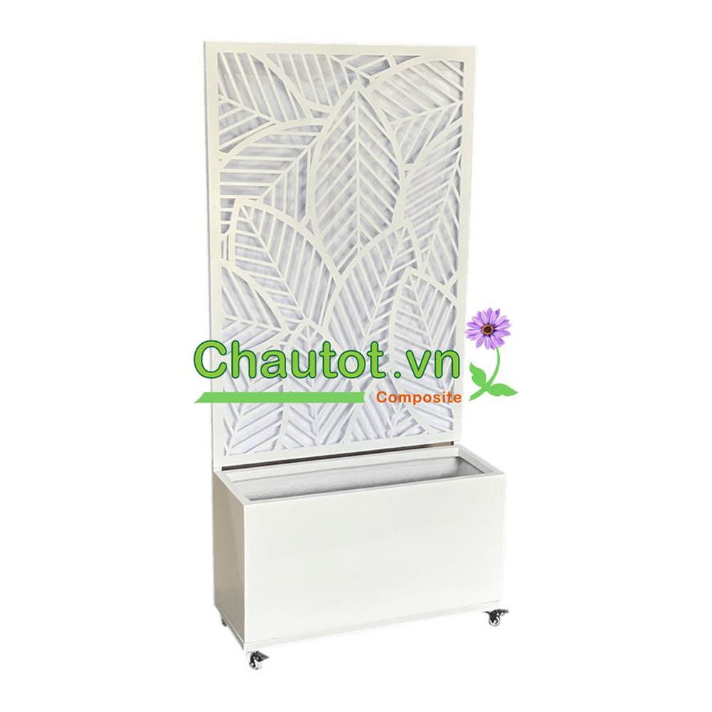 Chậu Composite Chữ Nhật kèm Vách Deco & Bánh Xe BAOBINH – CT2074