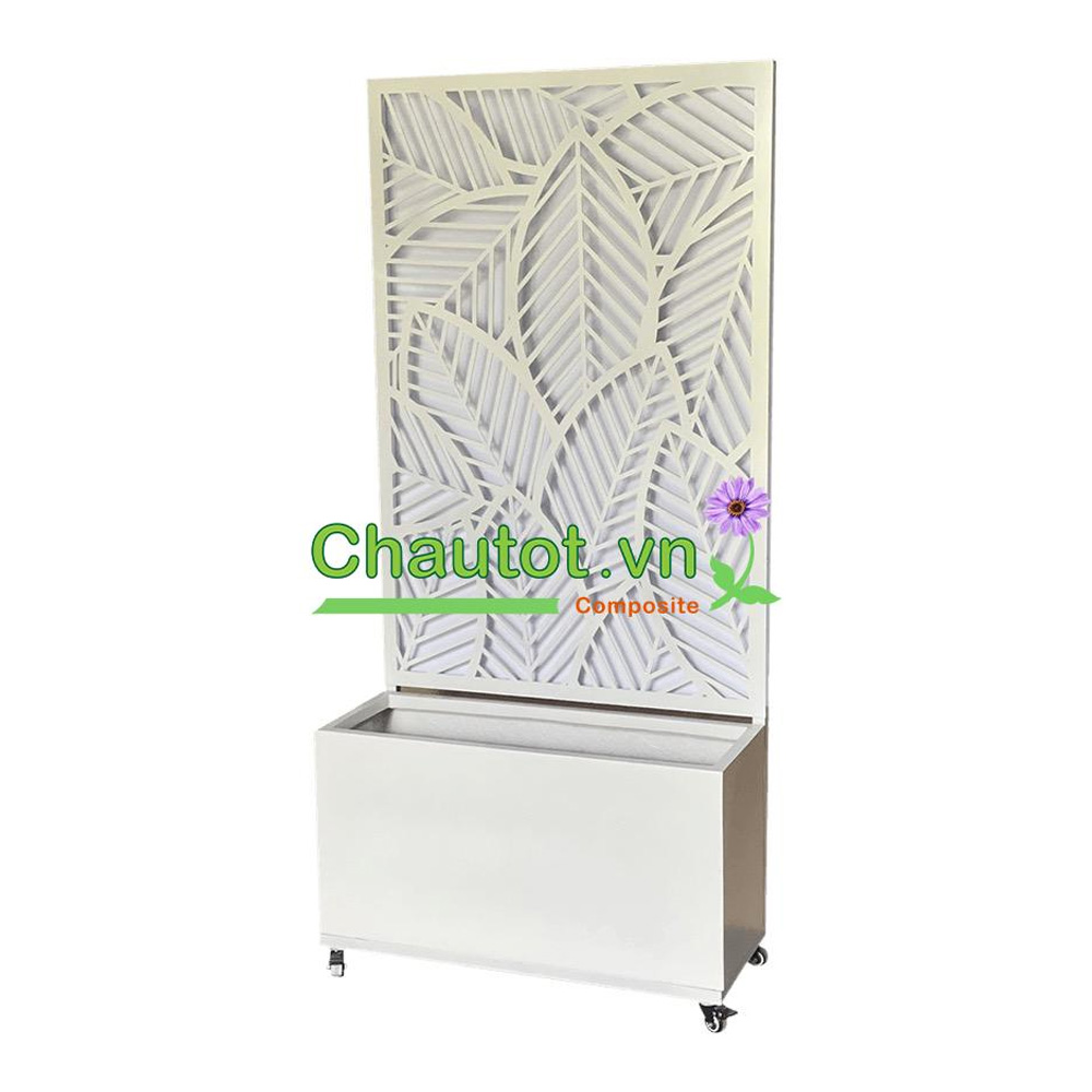 Chậu Composite Chữ Nhật kèm Vách Deco & Bánh Xe BAOBINH – CT2074