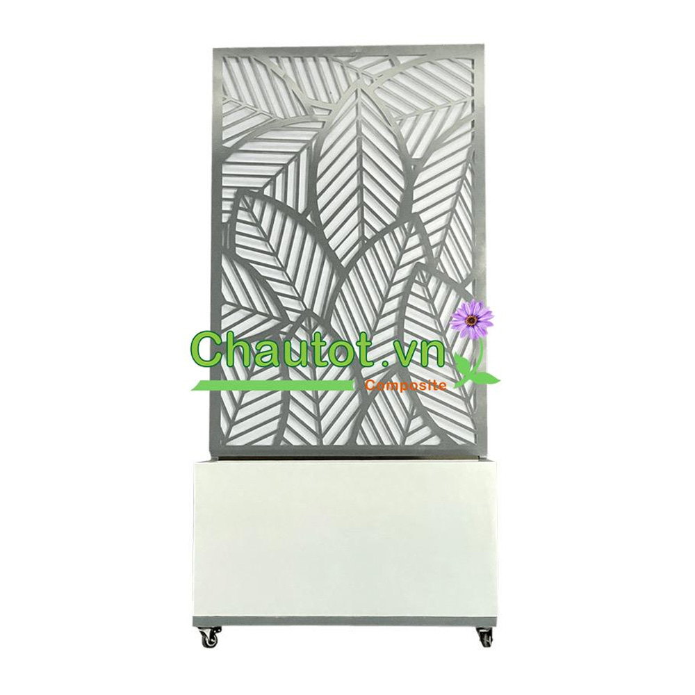 Chậu Composite Chữ Nhật kèm Vách Deco & Bánh Xe BAOBINH – CT2074