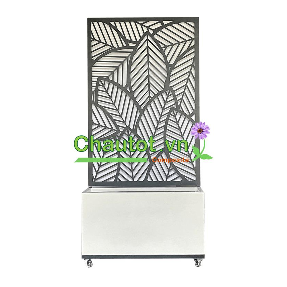Chậu Composite Chữ Nhật kèm Vách Deco & Bánh Xe BAOBINH – CT2074