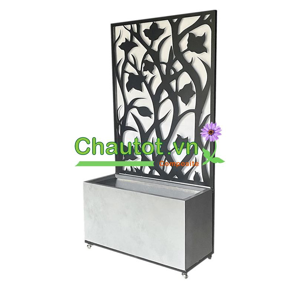 Chậu composite chữ nhật kèm vách deco BAOBINH – CT2075