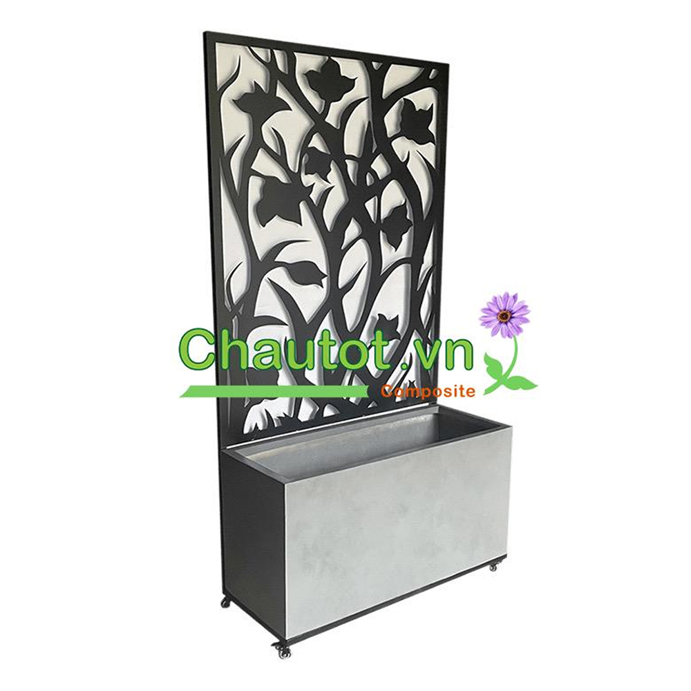 Chậu composite chữ nhật kèm vách deco BAOBINH – CT2075