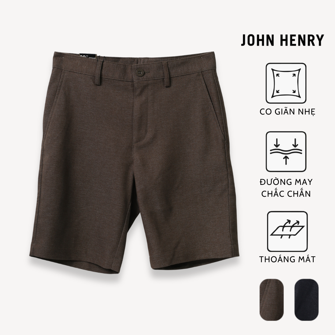 Quần Short Nam Khaki Trên Gối