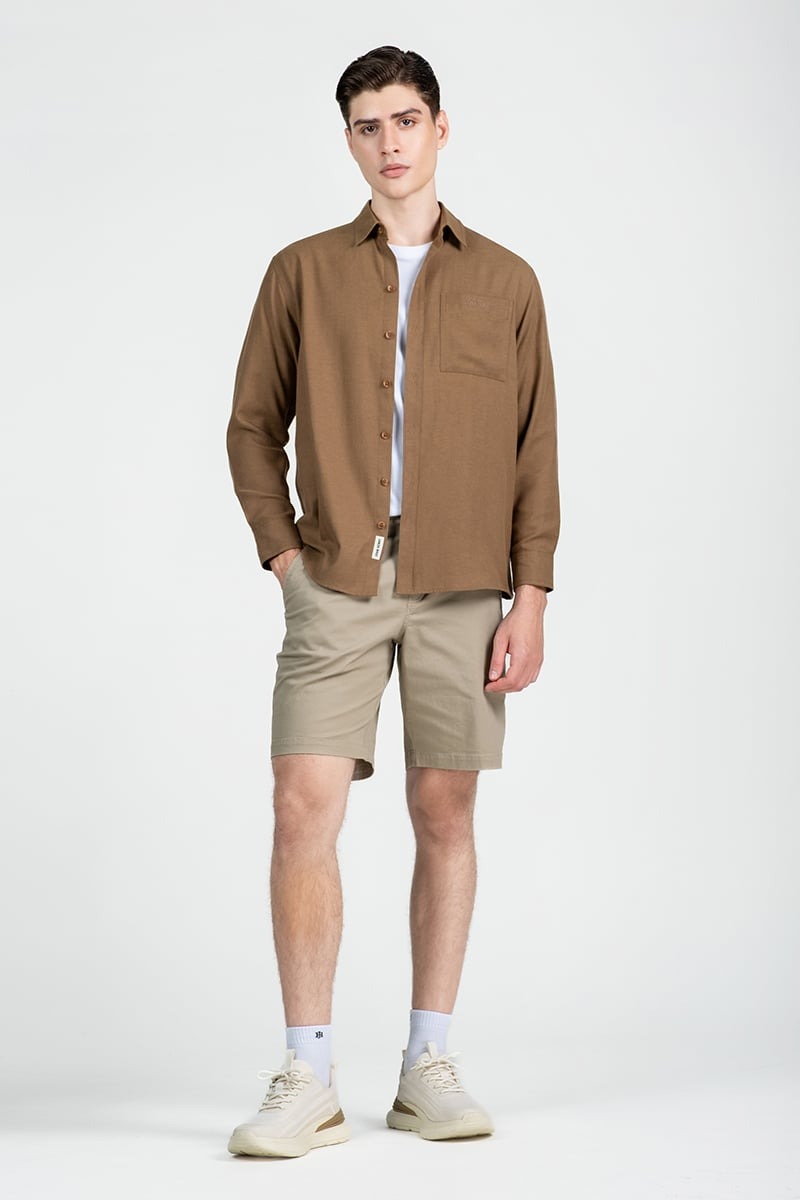 Quần Short Nam Khaki Trên Gối