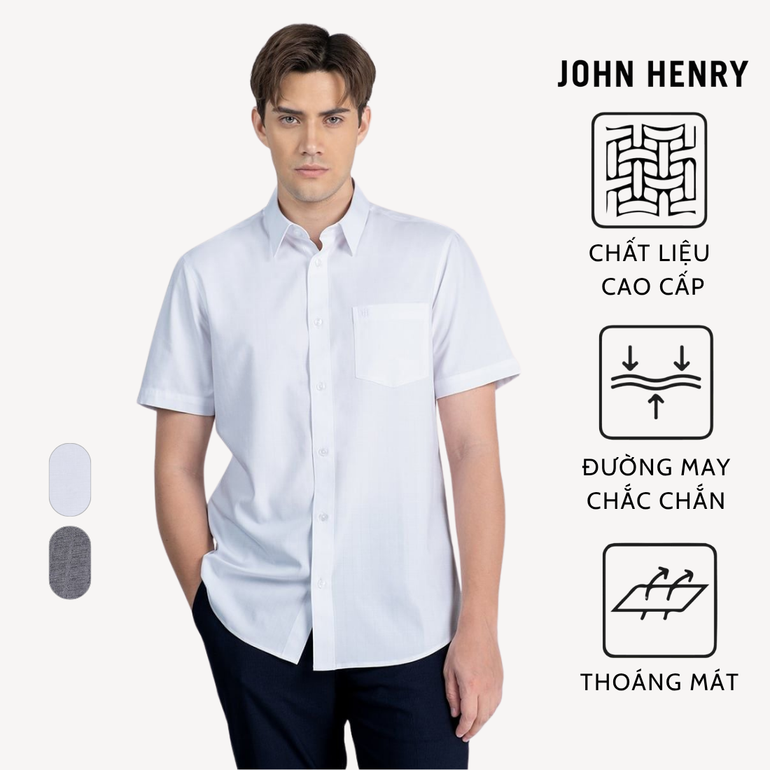 Áo Sơ Mi Nam Công Sở Tay Ngắn Vải Sợi Tre