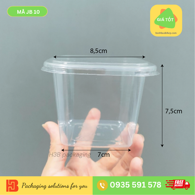 Hộp Nhựa Đựng Bánh Vuông JB10 - Hình 1