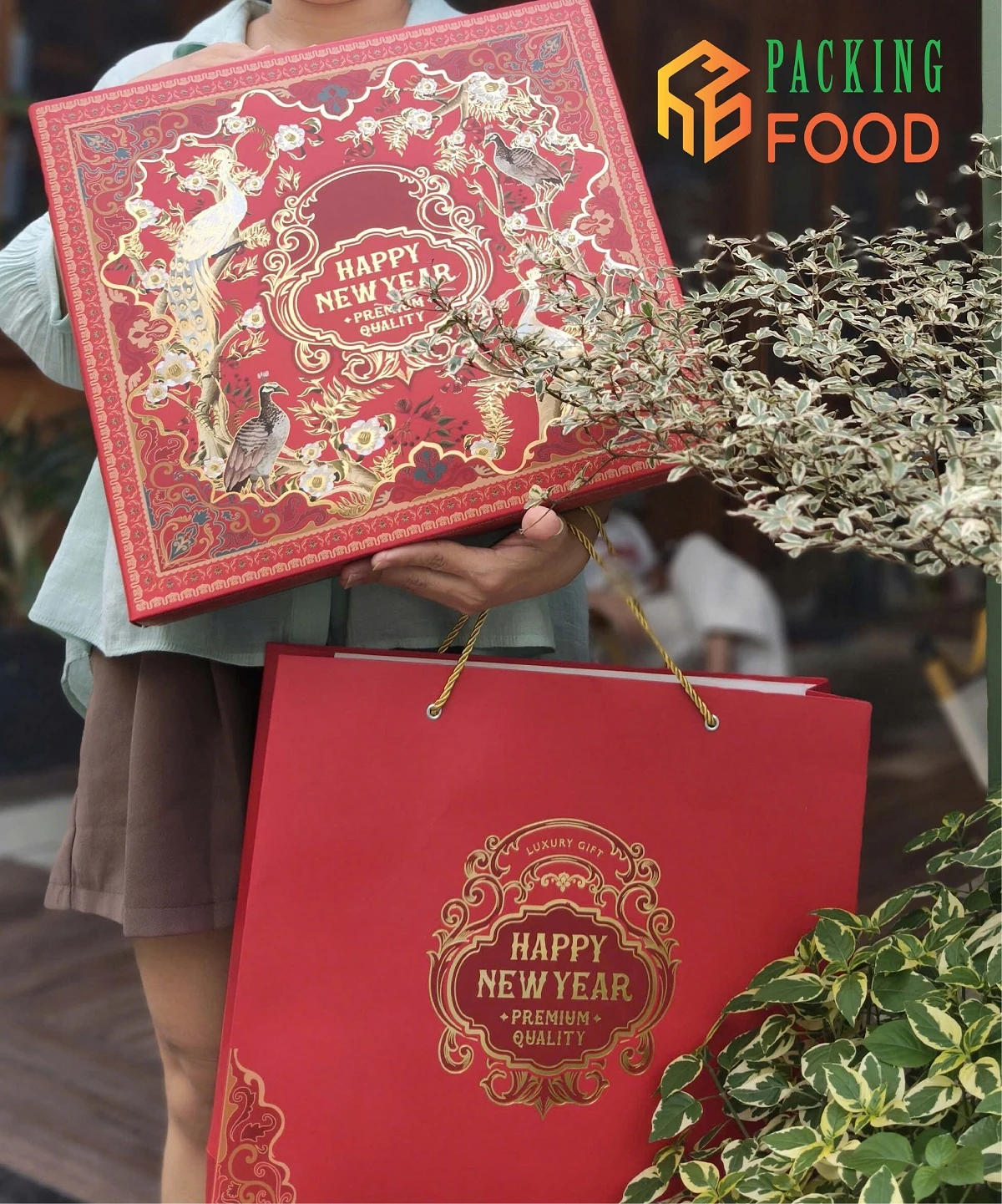 Hộp Đựng Quà Tết 2026 - Đựng Rượu Cao Cấp Mẫu Khai Phúc